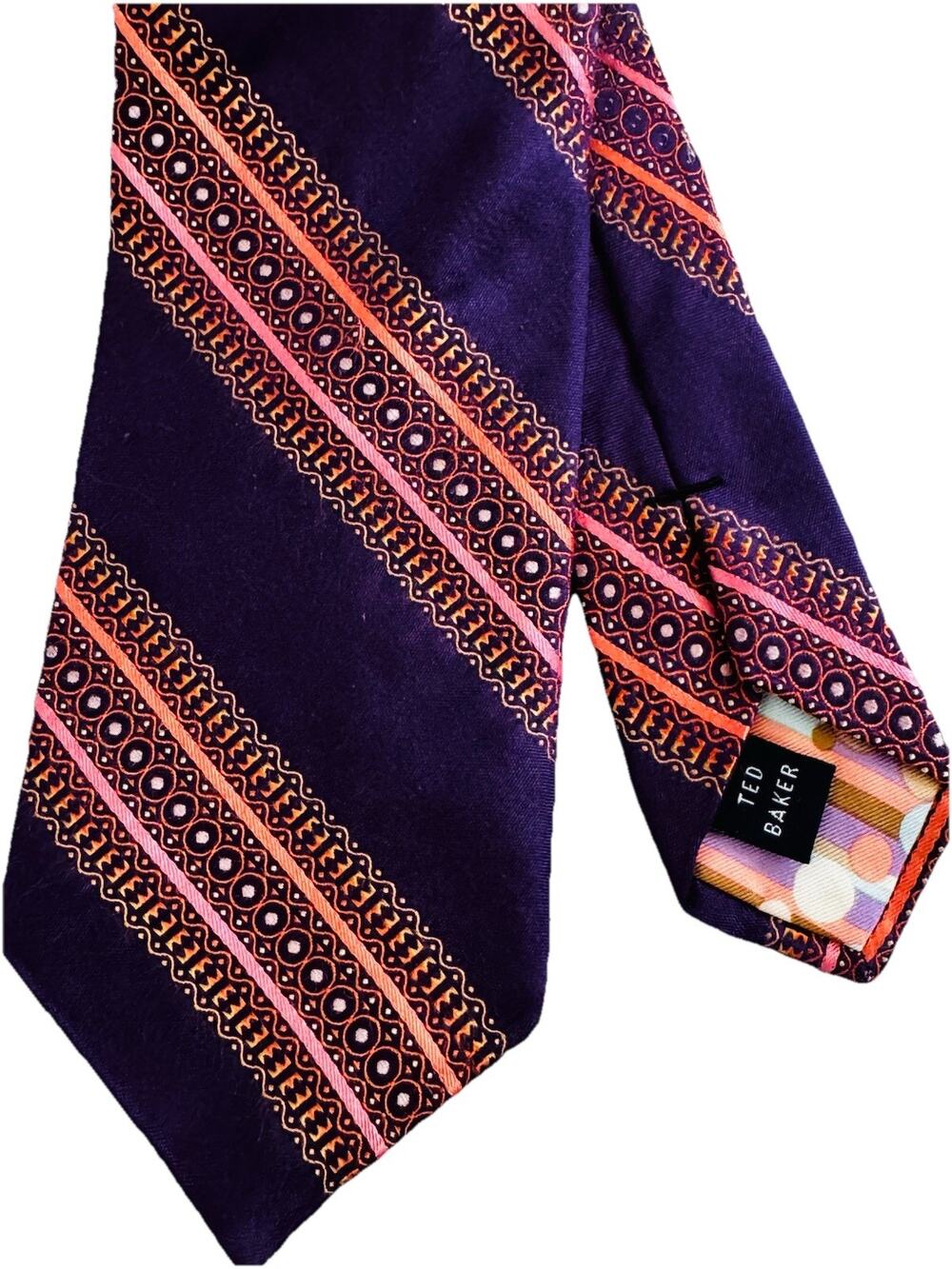 Ted Baker London Diagonal 100% Silk Striped Repp Mens Tie Preppy Classic